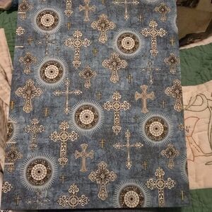 Blue Cross Pattern Fabric Panel